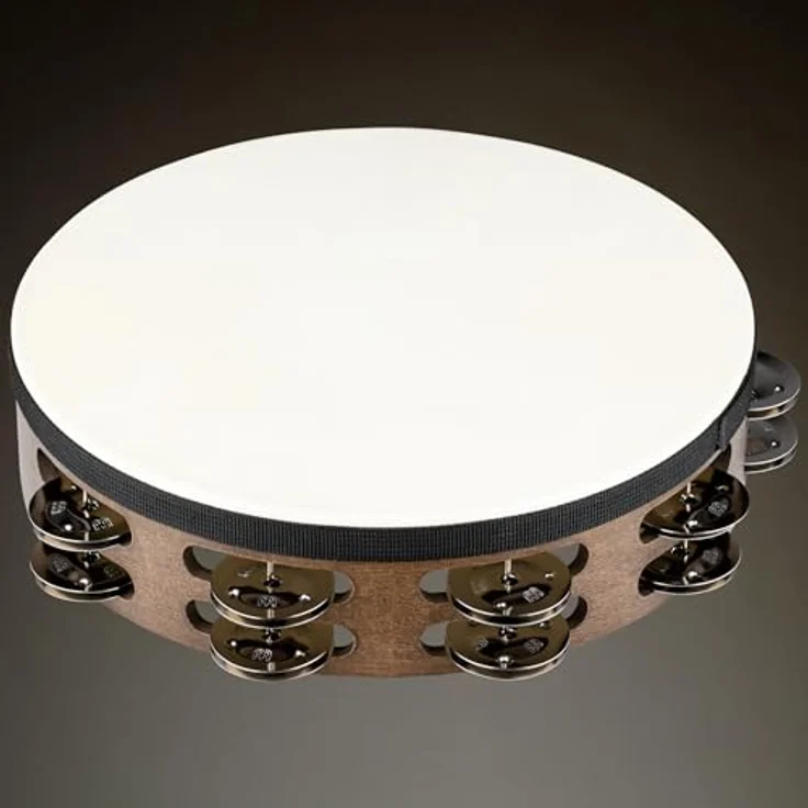 Meinl TAH2WB Head Tambourine, 10" Fellbezogenes Hand Tambourin aus Holz mit 16 Edelstahl-Schellen, Walnut Brown – Bild 8