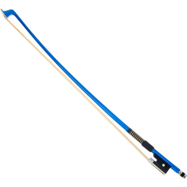 P&H Violin Bow Fiberglass 1/8 BL, Geigenbogen mit echtem Rosshaarbezug und Abalone Inlay, blau