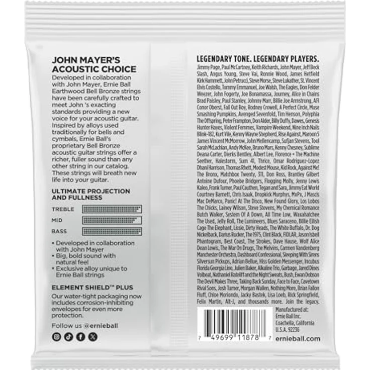 Ernie Ball 2344 Earthwood Bell Bronze M, Gitarrensaiten Set für Westerngitarre, Medium, 013-056, Made in USA – Bild 2