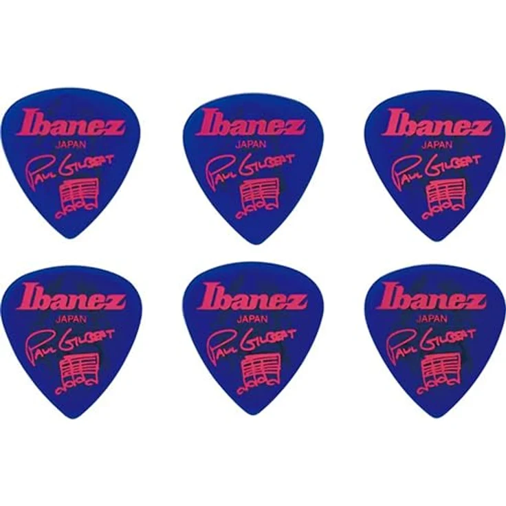 Ibanez Paul Gilbert Pick Set JB - 6P, Original Signature Plektren, Set mit 6 Stück, 1,00mm, blau – Bild 1