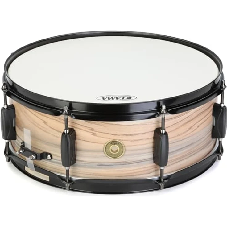 Tama 14"x5,5" Woodworks Snare - Zebrawood Finish, 8-schichtiger Pappelholzkessel mit schwarzer Kesselhardware – Bild 1