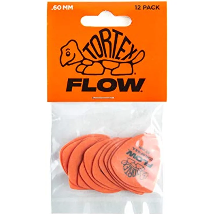 Dunlop Tortex Flow Pick .60 mm, Plektrum Pack mit 12 Stück, Tortex Material, Flow-Form – Bild 4