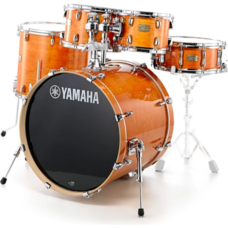 Yamaha Stage Custom Standard -HA, Kesselsatz mit 6-lagigen Birkenholzkesseln, hochglanzlackiert in Honey Amber, inkl. Doppeltomhalter und Y.E.S.S. Tomaufhängungssystem