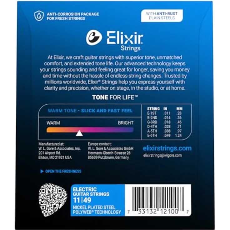 Elixir® Saiten E-Gitarrensaiten mit POLYWEB® Beschichtung, Medium (.011-.049), nickelbeschichtete Stahl-Wicklung für warmen, kräftigen Ton – Bild 2