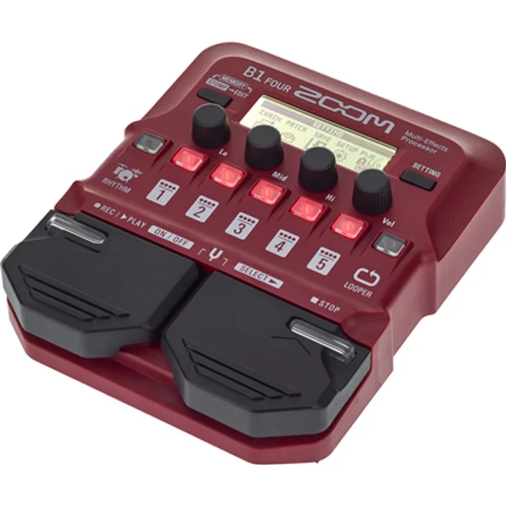 Zoom B1Four Bass Multi Effect Pedal mit 65 Effekten, 9 Amp-Simulationen und Looper