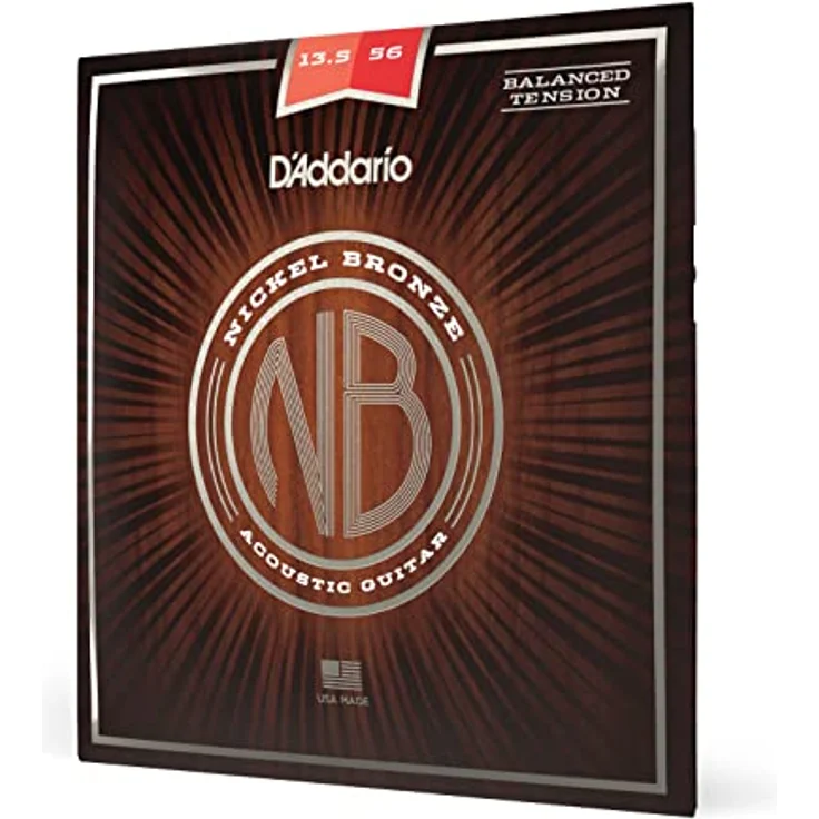 D'Addario Gitarrensaiten Akustikgitarre nb13556bt, Medium 13,5–56 Nickel Bronze, symmetrische Spannung, korrosionsbeständig, made in USA – Bild 1