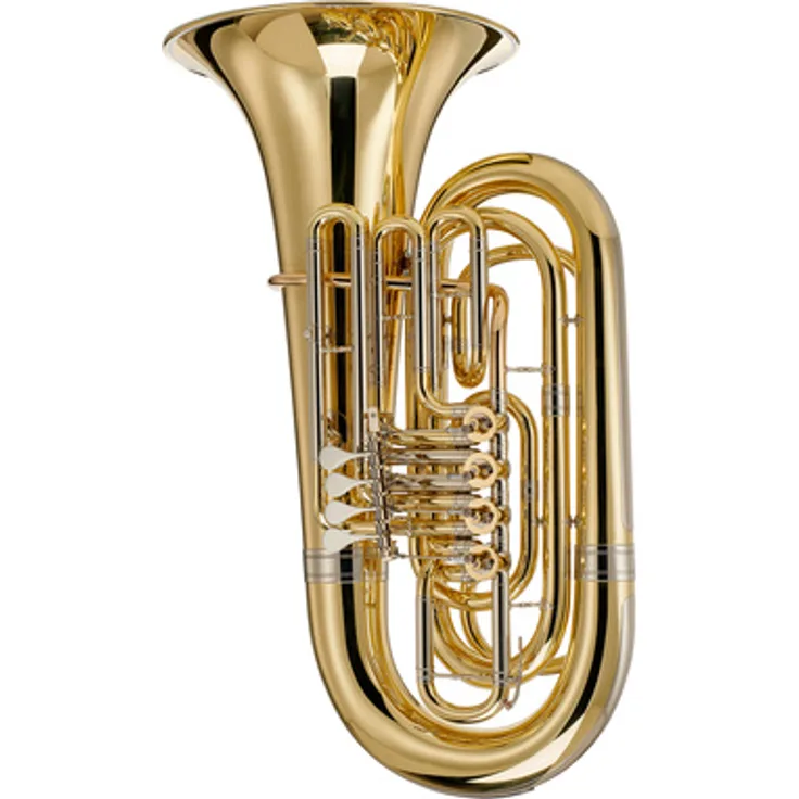 Melton 2011RA-L Bb-Tuba, Messing mit Klarlack, 3/4 Größe, 4 Drehventile, inkl. Mundstück und Gig Bag