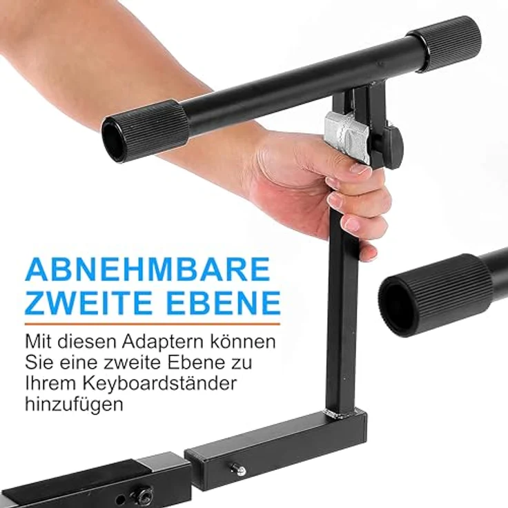 Pyle Z-Form Keyboard Ständer, Höhenverstellbarer Piano Ständer mit 2 Ebenen für E Piano und Digital Piano, klappbar und tragbar, 55–88 Tasten, Schwarz – Bild 4
