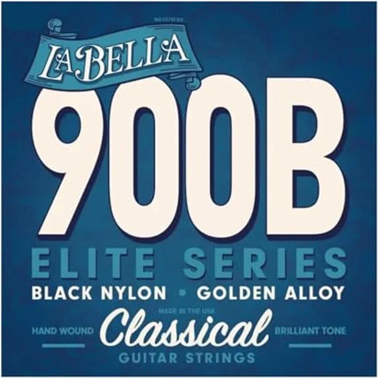 La Bella 900-B Elite, 6-Saiter Satz für Konzertgitarre, Medium Stärke, schwarze Nylon- und polierte Bassedraht aus goldener Legierung – Bild 2