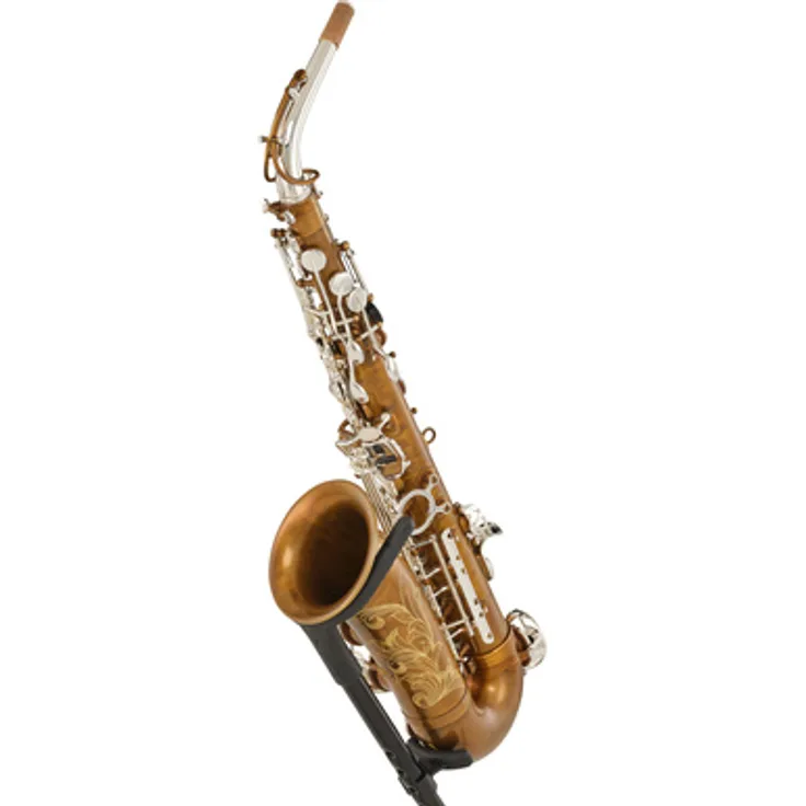 Forestone GX Colors Silver Vintage Alto, Altsaxophon aus gelbem Messing, versilbert mit cognacfarbenem Finish, ergonomisches Design, Pisoni Pro Polster, für alle Stilrichtungen geeignet, inkl. Koffer