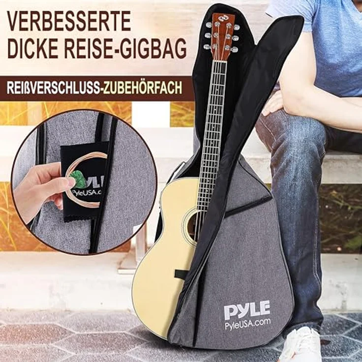 Pyle Elektro-Akustikgitarre 41" Dreadnought Cutaway, Fichte & Mahagoni, 4-Band EQ, inkl. Gigbag & Tuner, ideal für Anfänger & Fortgeschrittene – Bild 5