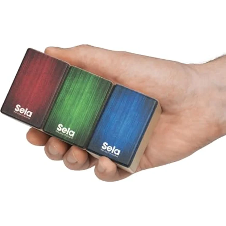 Sela SE 108 Mini Cajon Shaker Set, Percussion Instrument mit klaren Klang, Ahornkorpus, Farben: rot / grün / blau – Bild 7