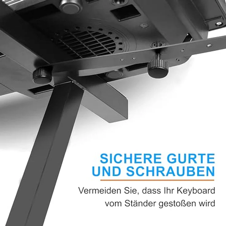 Pyle Z-Form Keyboard Ständer, Höhenverstellbarer Piano Ständer mit 2 Ebenen für E Piano und Digital Piano, klappbar und tragbar, 55–88 Tasten, Schwarz – Bild 3