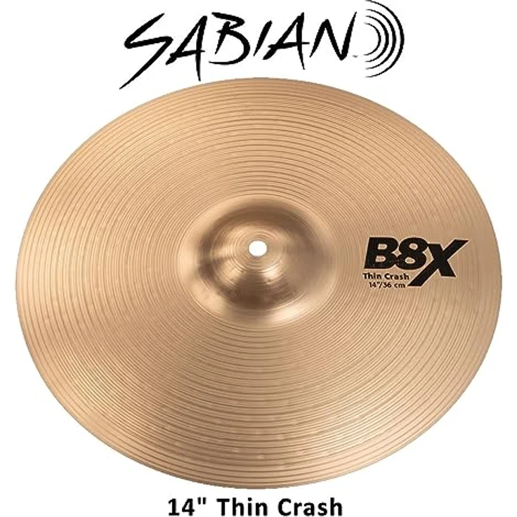 Sabian 14" B8X Thin Crash, Schlagzeugbecken aus B8 Bronze mit gehämmerter Glocke und natürlichem Finish, warmer und komplexer Sound – Bild 4