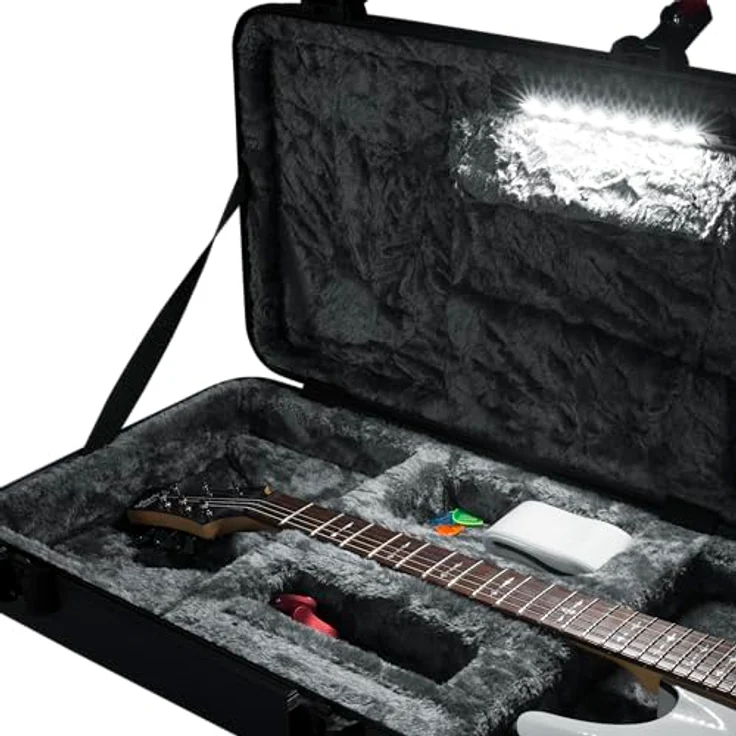 Gator TSA LED Electric Guitar Case, Gitarrenkoffer mit LED-Innenbeleuchtung für ST- & T-Style E-Gitarre, schwarz – Bild 17