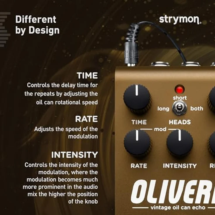 Strymon Olivera Delay, Effektpedal für E-Gitarre mit klassischer Oil Can Echo Emulation, unabhängige Stereoausgänge – Bild 5
