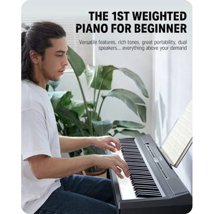 Donner DEP-20 E-Piano, 88 gewichtete Tasten mit Hammermechanik, Digitales Keyboard für Anfänger mit Möbelständer und Triple Pedal – Bild 2