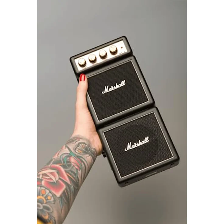 Marshall MS-4 Microbe - Full Stack, 2 Watt Mini-Verstärker für E-/Leadgitarre mit Klangregler und 2x2 Zoll-Lautsprechern – Bild 4