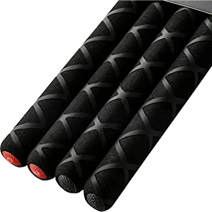 Musfunny Nylon Drumsticks 5A, 2 Paar mit Anti-Rutsch-Griffen, leichte und haltbare Kunststoff-Drumsticks für Kinder und Erwachsene, Schwarz und Rot – Bild 5