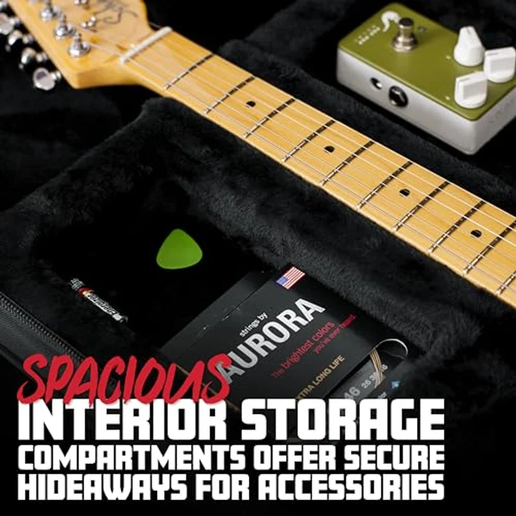 Gator Foam Case Electric Guitar, Gitarrenkoffer aus strapazierfähigem Nylon mit EPS-Schaumpolsterung, inkl. 2 Zubehörtaschen, abnehmbarer Schulterriemen, Maße: 107 cm x 32 cm x 6,1 cm, Gewicht: 2,90 kg – Bild 3