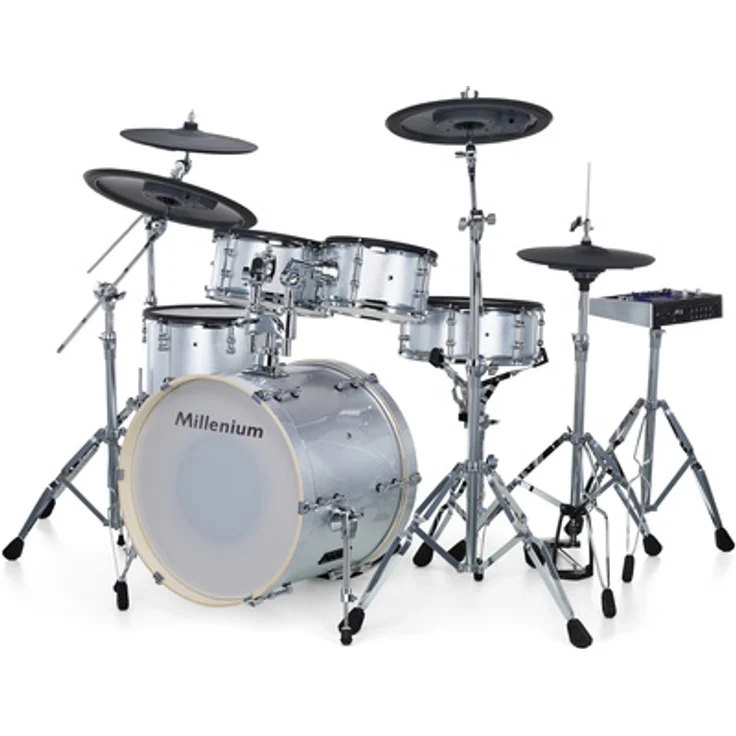 Millenium MPS-1000 E-Drum Monitor BD Set, Silver Sparkle mit 820 Sounds, 40 Preset Kits und 335MB Speicherplatz