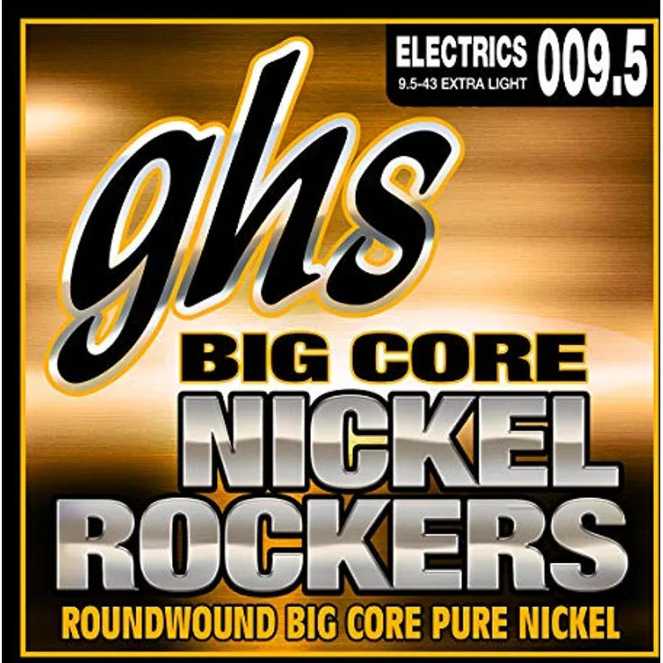 GHS Big Core Nickel Rockers BCXL, E-Gitarren-Saiten Set, Extra Light (.0095-.043), Reinnickel, Roundwound