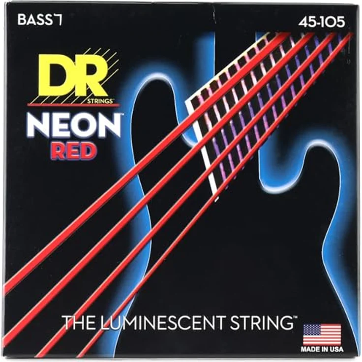 DR NRB-45 Neon Rot Bass Saiten für 5-saitiger Bass, Medium 45-105, rot – Bild 1