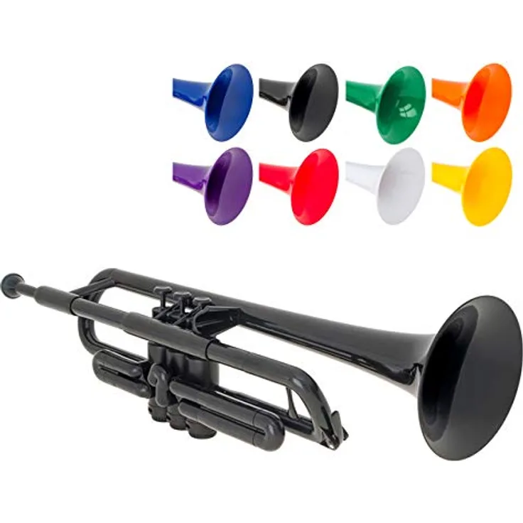 PINSTRUMENTS pTrumpet B Trompete schwarz, Bb-Trompete aus ABS-Kunststoff mit 2 Mundstücken und patentiertem Polymer Mundrohr