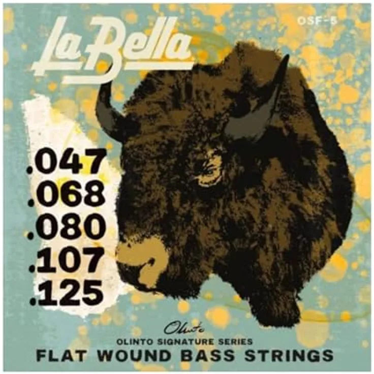 La Bella OSF5 Olinto Signature Flatwound Bassgitarrensaiten, Edelstahl, .047-.125, Standard 5-Saiten