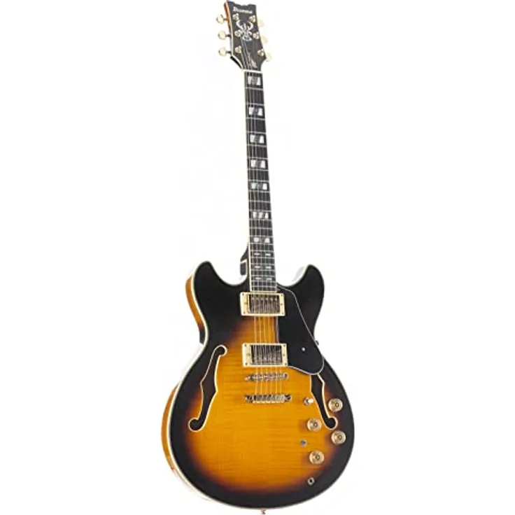 Ibanez AS John Scofield JSM10-VYS Semi Hollow Elektro-Akustikgitarre, Vintage Yellow Sunburst