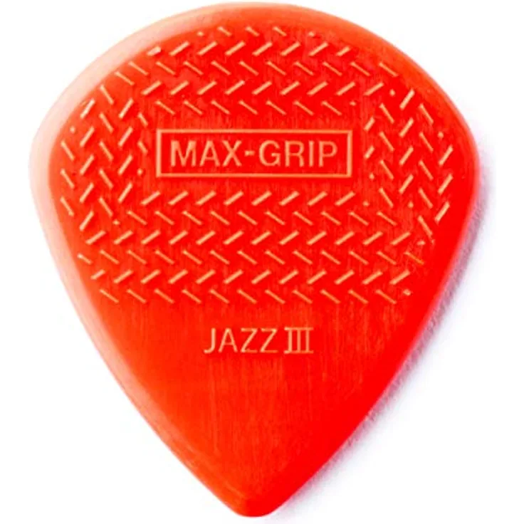 Dunlop Nylon Max Grip Jazz III, Plektrum Set mit 6 Stück, rot, Stärke: 1,38mm