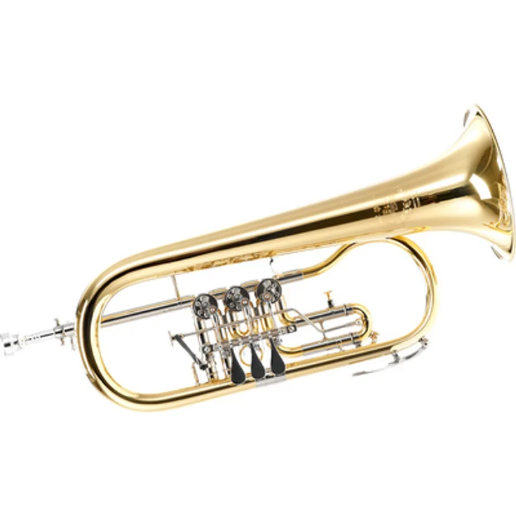 B&S 17/2T-L Bb-Flugelhorn, 3 Drehventile, Messing Korpus, klar lackiert, inkl. Mundstück und Koffer