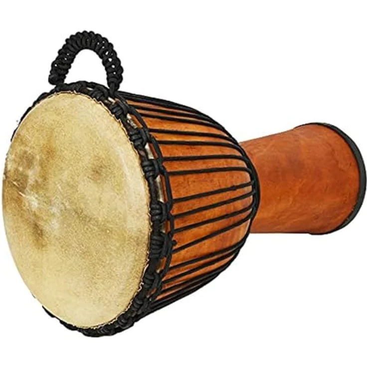 A-Star 12 Zoll Djembe-Trommel, handgefertigt aus Naturholz, Seil gestimmt, 60 cm hoch, 30 cm Durchmesser, Ziegenlederkopf – Bild 2