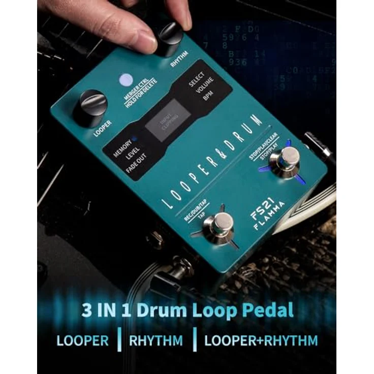 Flamma FS21 Looper/Drum Machine, 44.1kHz 24bit, 4 Minuten Aufnahmezeit pro Spur, 40 Preset-Slots, 100 Drum-Grooves, USB-Import/Export – Bild 7