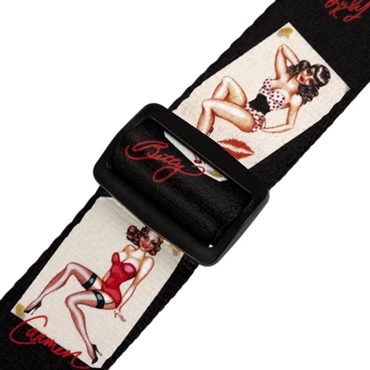Levys Poly Print Strap 2" Pin Up, Gitarrengurt aus Polyester mit Leder-Endstück, mehrfarbig, verstellbar bis 165 cm – Bild 3