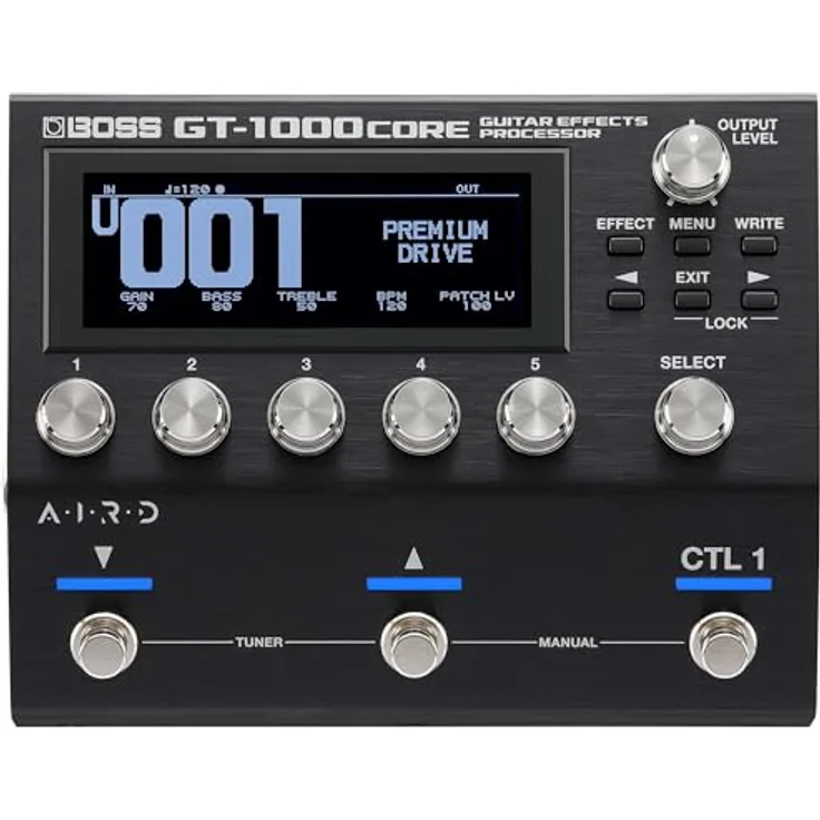 Boss GT-1000CORE, Multi-Effektpedal für E-Gitarre & Bass mit AIRD-Technologie, 24 Effekten und über 140 Verstärkermodellen, kompakt