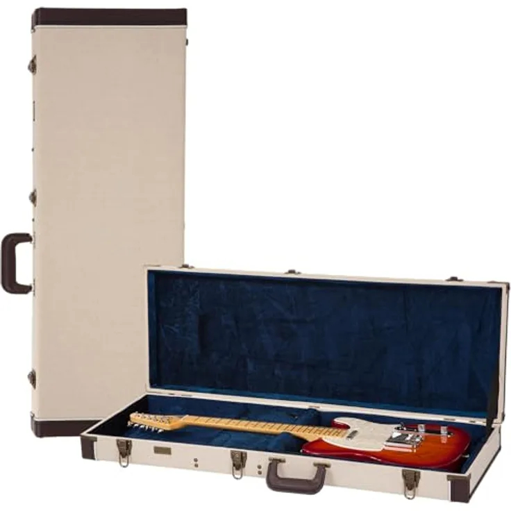 Gator Journeyman Electric Guitar, Gitarrenkoffer aus Sackleinen mit antiken Messingbeschlägen, beige