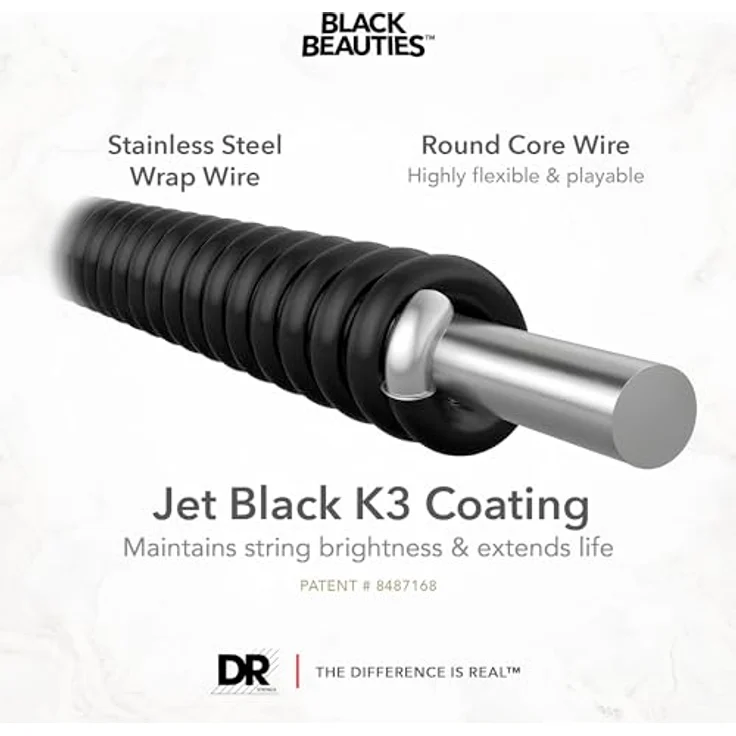 DR Strings Bass-Saiten Black Beauties, 5 String Bass-Saiten, schwarz beschichtet, Medium (45-125), handgefertigt mit klarem, knackigem Ton – Bild 2