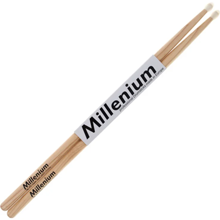 Millenium H7AN Hickory Drumsticks, American Hickory, Nylon Kopf, 400 mm Länge, 13 mm Griff Durchmesser