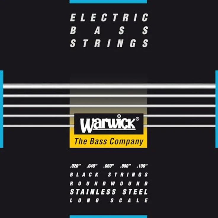 Warwick 40310 ML Black Label, E-Bass Saiten 5-Saiter Satz, High C, Medium Light Set, Edelstahl, 34" Long Scale, Roundwound