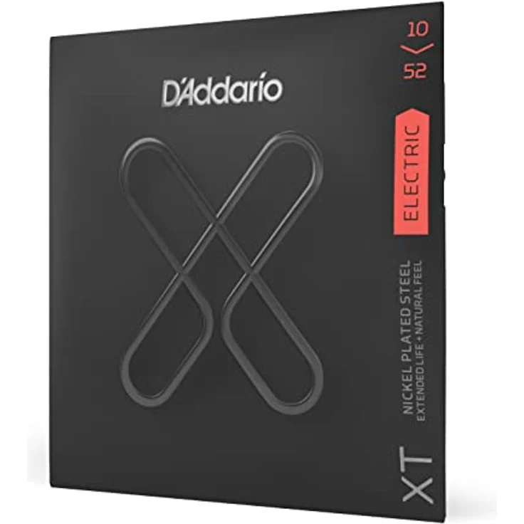 D'Addario XT E-Gitarren Saiten | Premium beschichtete Gitarrensaiten aus vernickeltem Stahl, Light Top/Heavy Bottom (10-52), hohe Stimmstabilität, langlebig und wieder verschließbare Verpackung – Bild 1