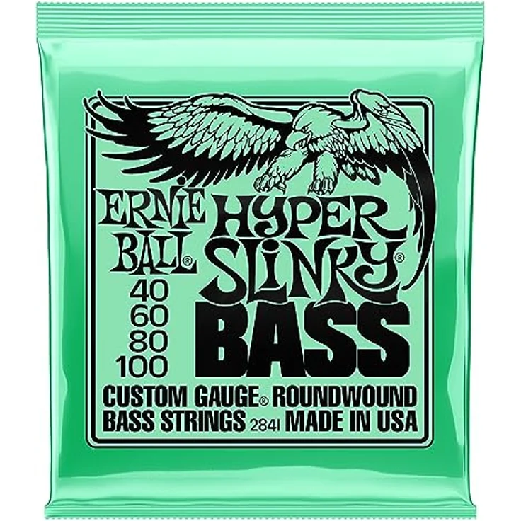 Ernie Ball Hyper Slinky Nickelwound E-Basssaiten, Saitenstärke 40-100, voll ausgewogener Klang, hergestellt in den USA – Bild 1