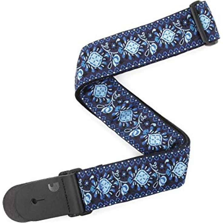 Daddario T20W1418 Monterey 2 Blue, Gitarrengurt aus hochwertigem Gewebe mit Lederenden, verstellbar von 89 cm bis 151 cm, Breite 50 mm, Design: Monterey 2 Blue – Bild 1