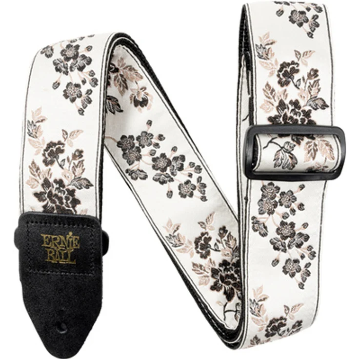 Ernie Ball Jacquard Strap Shadow Blossom, Gitarrengurt aus Polypropylen mit Leder-Enden, extra lang 104-182 cm, Farbe: Shadow Blossom