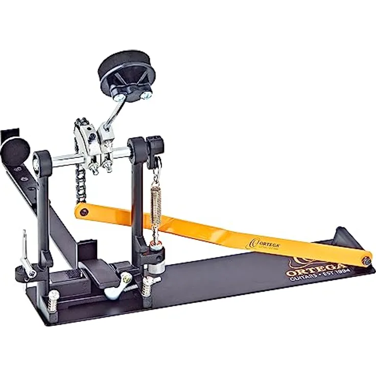 Ortega Guitars Cajon Pedal Links OCJP-GB, Metall Pedal mit verstellbarem Schaumstoffschlägel für Trommelkiste, inklusive Tasche und Drum Key