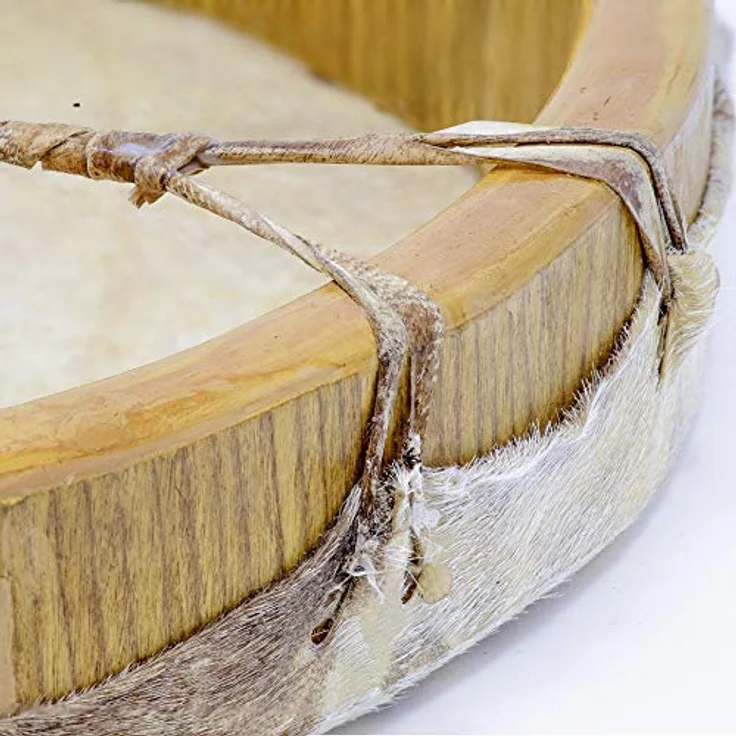 Terre Shaman Drum Goat Skin 60cm, runde Schamanentrommel aus Ziegenhaut, indonesischer Mahagoni-Rahmen, dunkler Klang, inklusive Schlägel – Bild 5