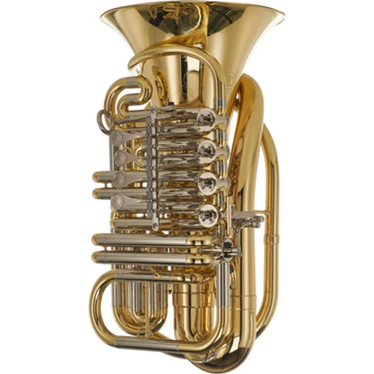 ZO ZTU-C850L C-Tuba, kompakte Reisetuba aus Messing, 5 Drehventile, inklusive Mundstück und Gigbag, klarlackiert
