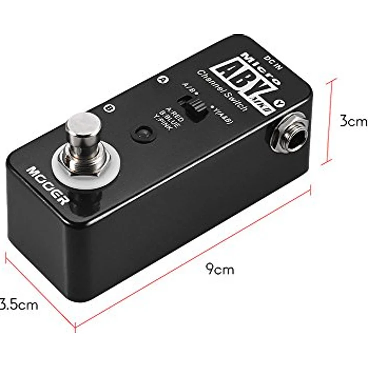 Mooer Micro ABY Box MKII, AB/Y Schalter und Signal Splitter mit 3 In-/Outputs, Metallgehäuse, kompakt 93,5 x 42 x 52 mm, 160 g – Bild 2