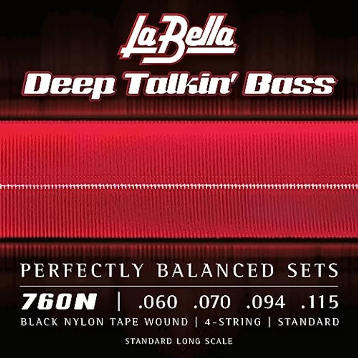 La Bella 760N Black Nylon Bass, Gitarrensaiten mit 060/110 Stärke, schwarz – Bild 1