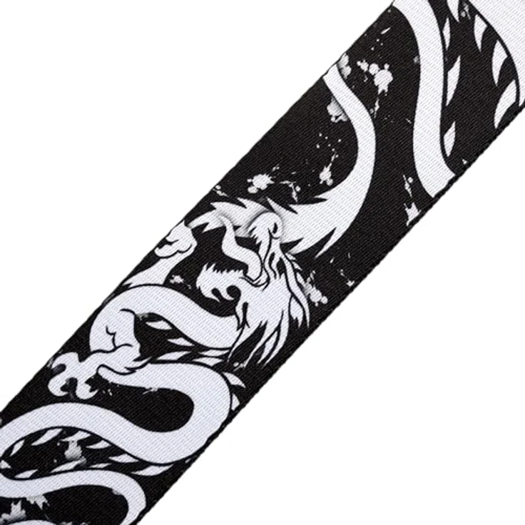 Levy's Leathers Eastern Harmony Series Gitarrengurt, 5 cm breit, mit Drachenmotiv, Schwarz/Weiß, verstellbar bis 165 cm – Bild 4